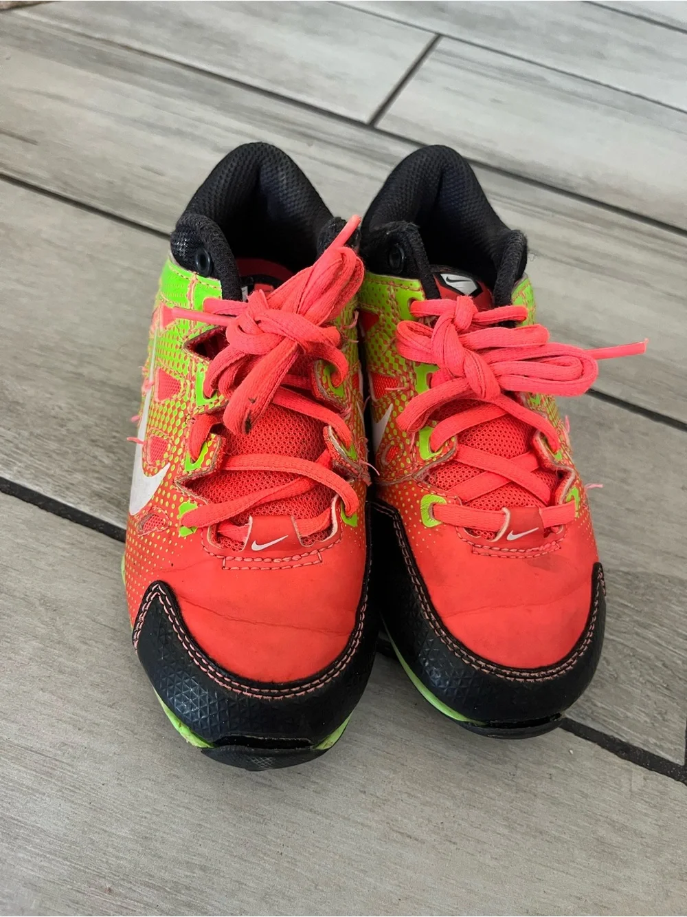 Nike Kids Neon Green & Coral Athletic Cleats